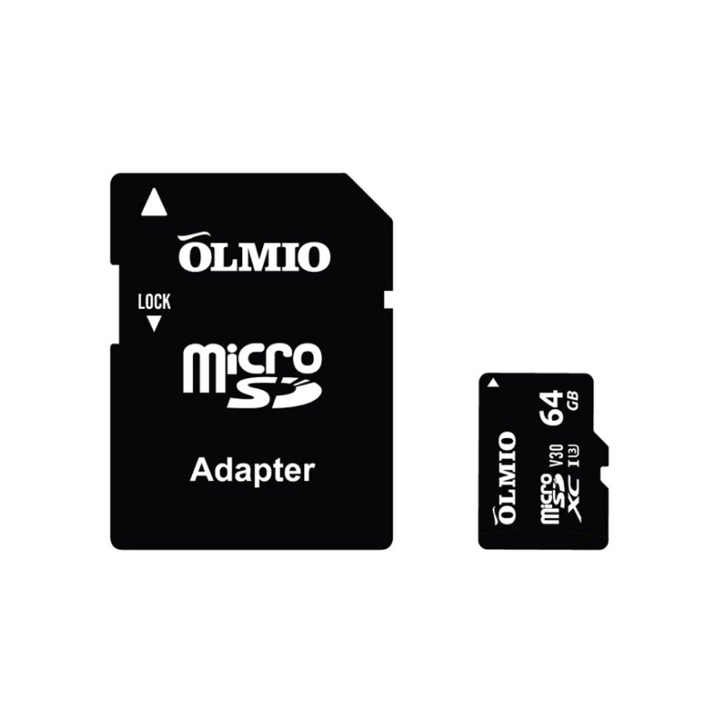 Карта памяти Olmio MicroSDXC 64GB UHS-I U3 V30, c адаптером - фото 1