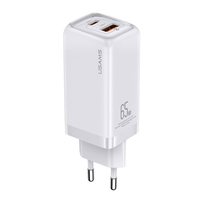 Зарядное устройство Usams US-CC153 T47 Dual Ports Super Si PD+QC Fast A+C Charger ,PD 65W (белый) цена и фото