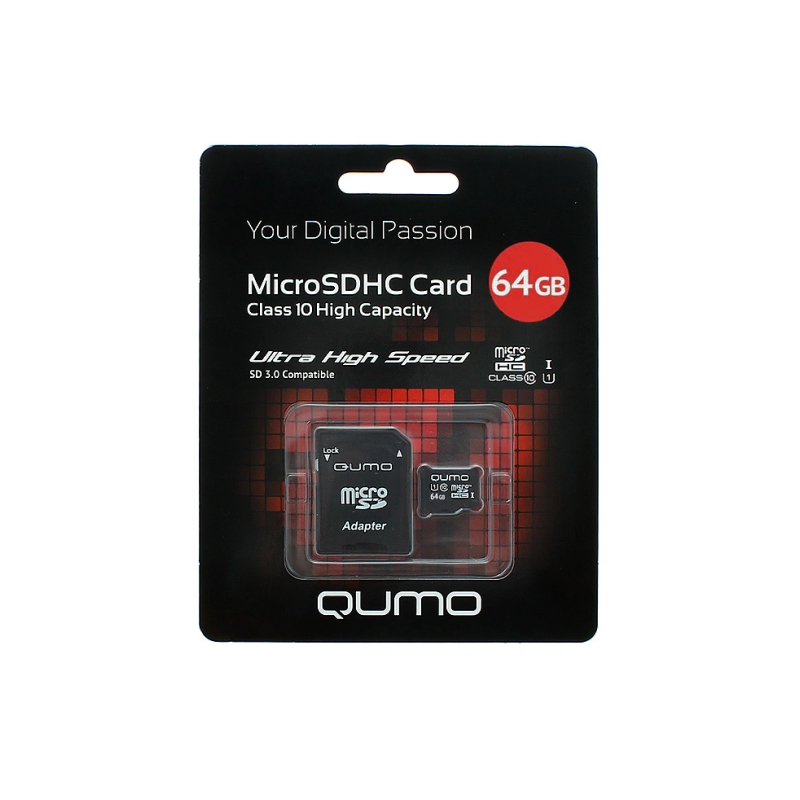 MicroSDXC cl10 UHS-I U1 3.0 64ГБ с адаптером
