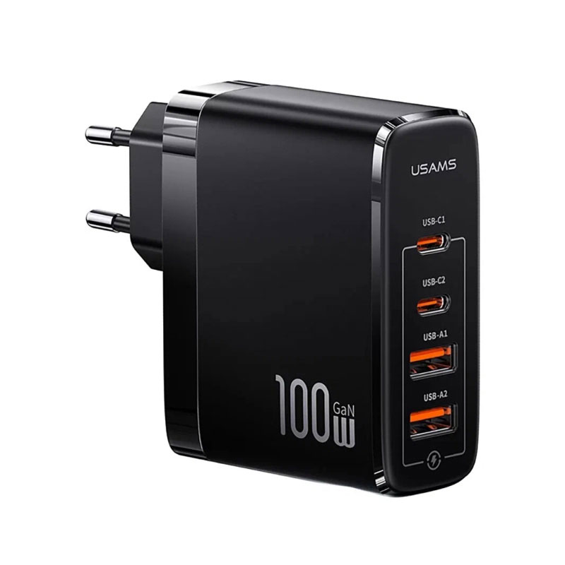 Внешний аккумулятор Usams US-CC145 T44 4 Ports GaN Fast PD+QC Fast 2A+2C Charger, PD 100W (черный)