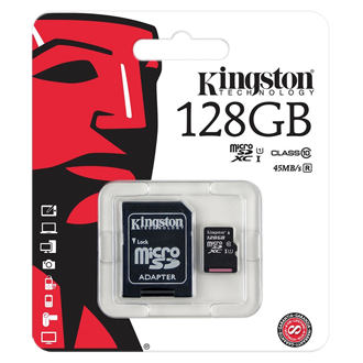 Карта памяти micro SDXC Kingston 128 Гб Class 10 U1 UHS-I черная Карта памяти micro SDXC Kingston 128 Гб Class 10 U1 UHS-I черная