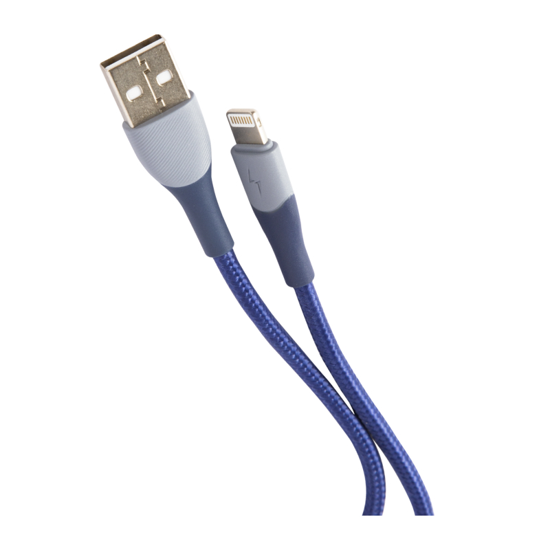 Дата-кабель Usams US-SJ541 U77 USB - Lightning, 2,4А, с подсветкой, нейлоновая оплетка (1,2 m) (синий)