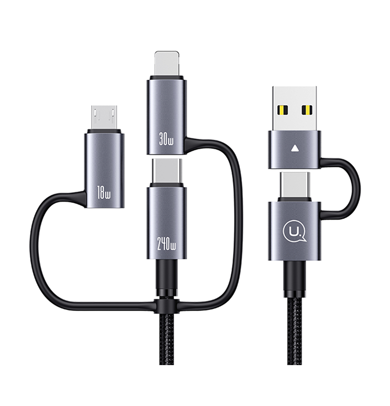 Usams SJ738, 6 в 1, 240W, Fast Charging 2m, черный