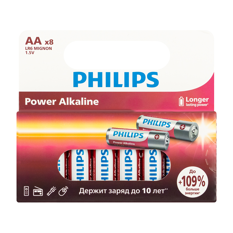 Philips AA LR6-4BL 1,5v Power 8шт