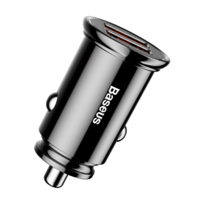 Автомобильная зарядка Baseus Circular plastic, QC4.0, USB A+ Type-C, 30W (черный)