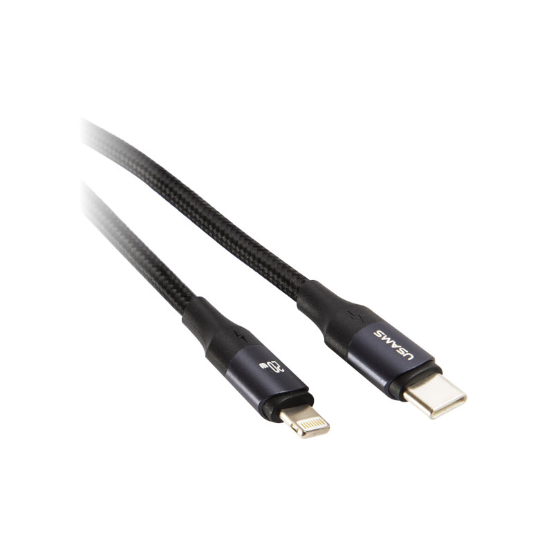 цена Дата-кабель Usams US-SJ521 Type-C - Lightning PD быстрая зарядка 20W, (1.2 m) (черный)