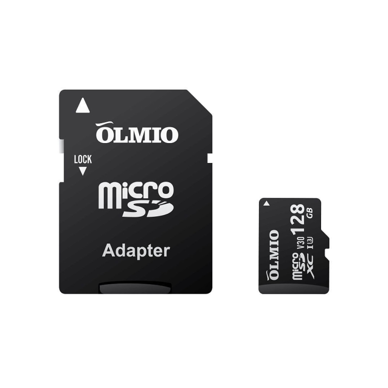 Карта памяти Olmio MicroSDXC 128GB V30, UHS-I Class 3 (U3) c адаптером MicroSDXC 128GB V30, UHS-I Class 3 (U3) c адаптером - фото 1