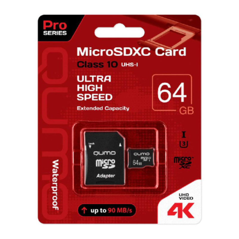 QUMO MicroSDXC Pro seria 3.0 64 ГБ