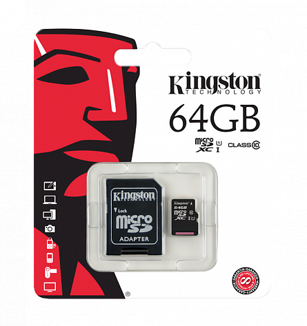 Kingston Micro SDXC 64GB Class 10 U1 UHS-I (черный)