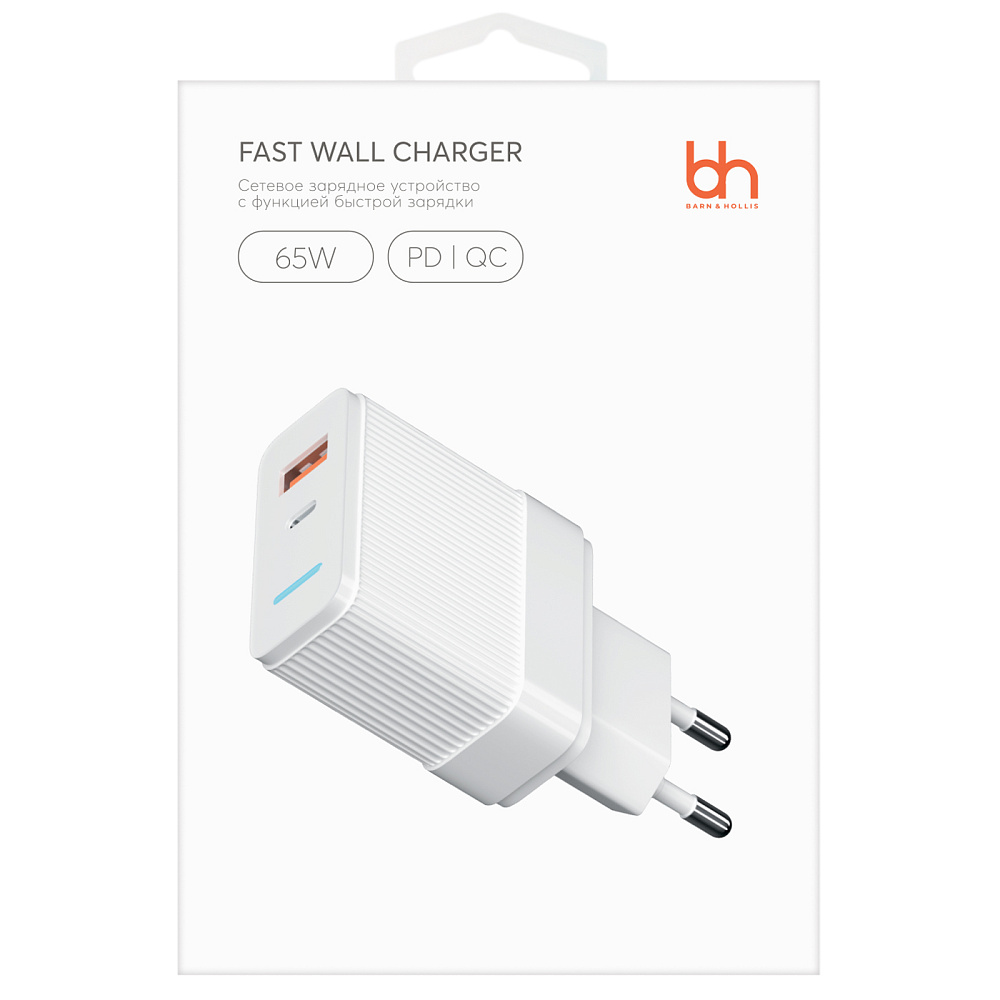 Зарядное устройство Barn&Hollis СЗУ Barn&Hollis UN-20 USB-A + USB-C, QC +  PD, 65W, белый белый: купить по выгодной цене в интернет-магазине Mi-shop